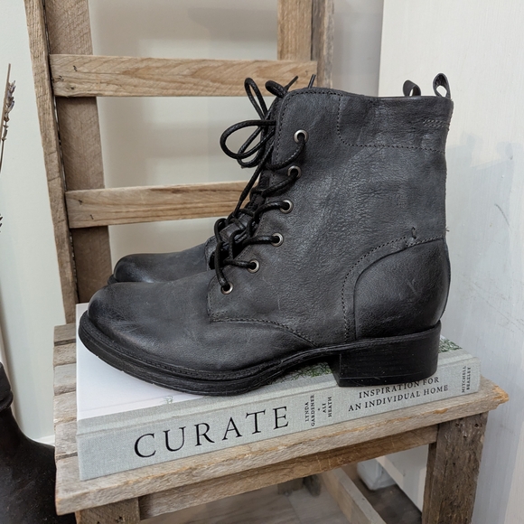 Leather Combat Boots by Brown's Shoes - Picture 2 of 15